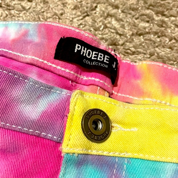 Rainbow Neon Tie Die Fringe Shorts Sz XL - Picture 7 of 10